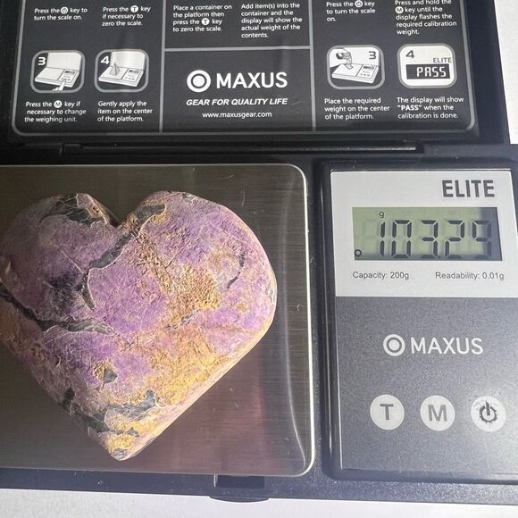 Natural Raw Purpurite Heart Carving (4)‎ - Picture 9 of 9